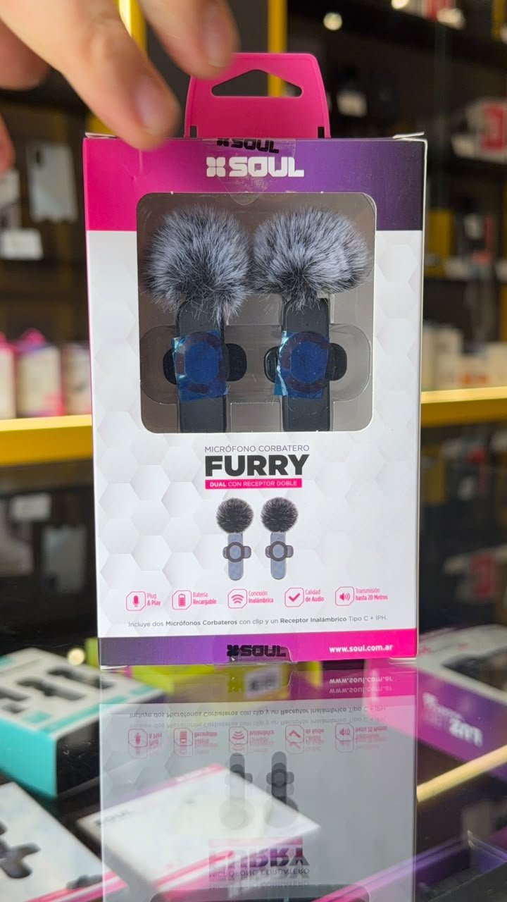 Micrófono Corbatero Inalámbrico Doble SOUL Furry