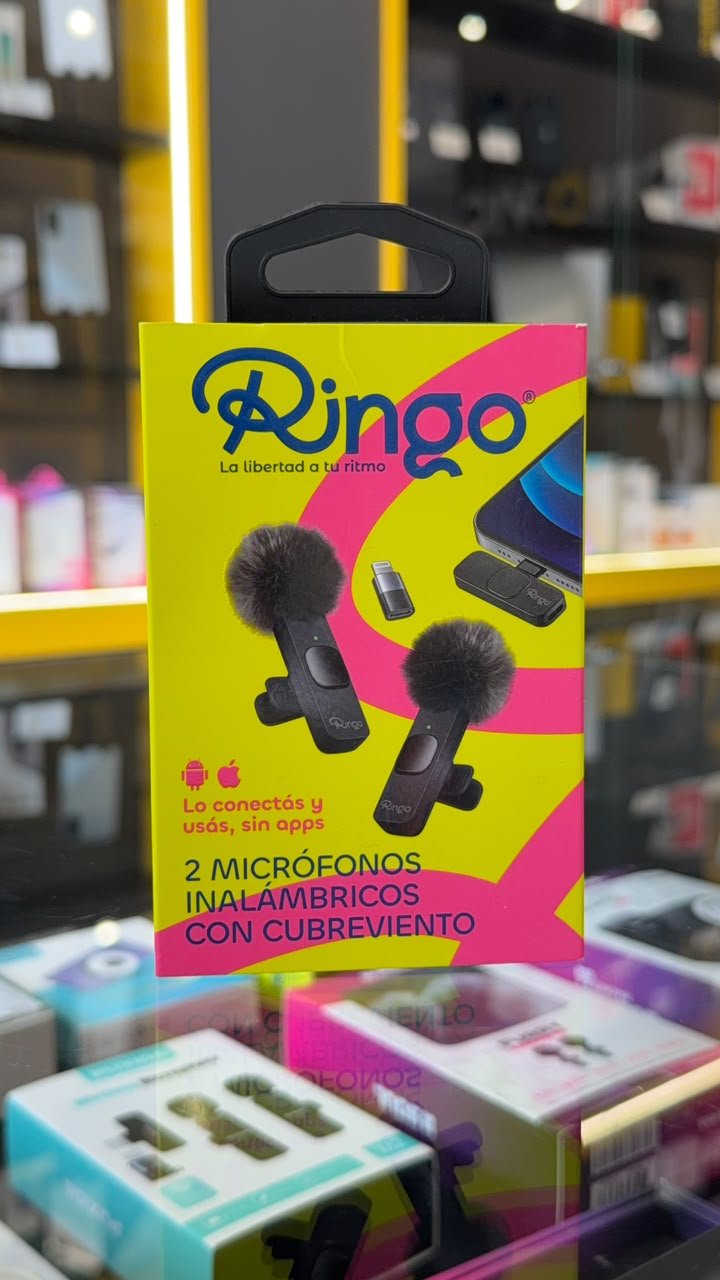 Micrófono Corbatero Inalámbrico Doble Ringo con Cubreviento